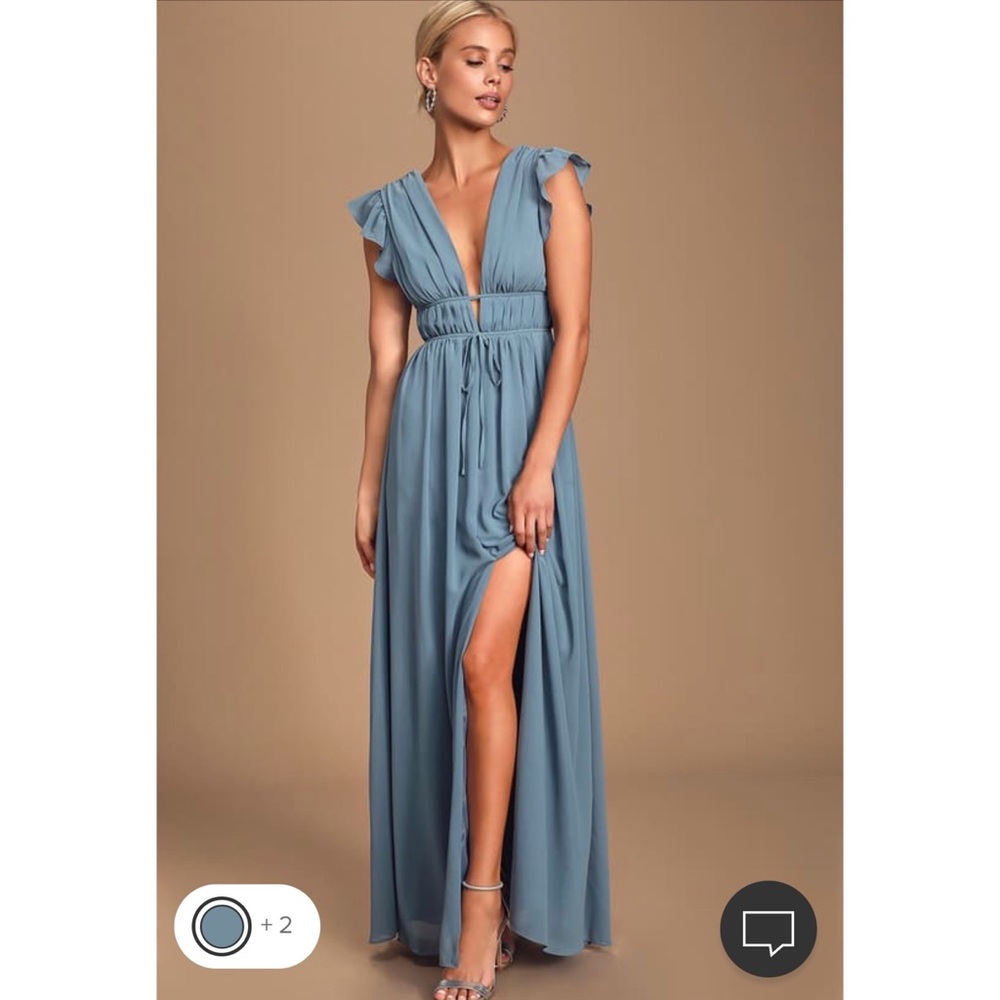 Lulu's I’m All Yours Slate Blue Maxi Dress